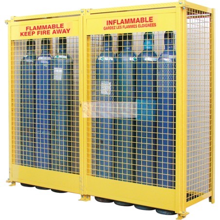 Kleton gas cylinder cabinet for compressed gas cylinders, yellow