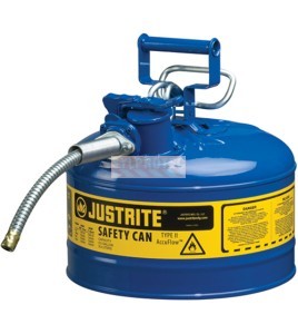 Bidon de sécurité AccuFlow type II Justrite, acier bleu, 2,5 gal US