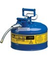 Bidon de sécurité AccuFlow type II Justrite, acier bleu, 2,5 gal US