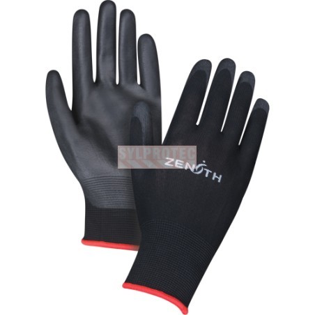Zenith black polyester PU gloves, pair, SAX696/SAX697/SAX699