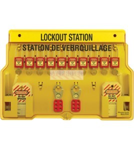 Master Lock station, 10 aluminum padlocks, 1483BP1106FRC