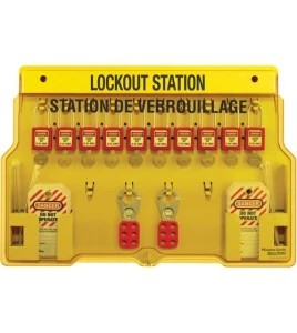 Master Lock station, 10 aluminum padlocks, 1483BP1106FRC