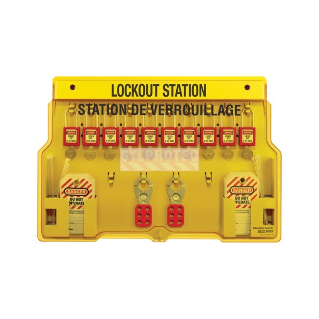 Master Lock station, 10 aluminum padlocks, 1483BP1106FRC