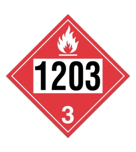 Placard avec numéro UN1203 (essence), 10-3/4 po X 10-3/4 po, pour le transport des matières dangereuses