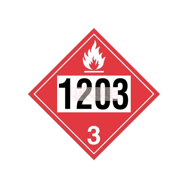 Placard avec numéro UN1203 (essence), 10-3/4 po X 10-3/4 po, pour le transport des matières dangereuses