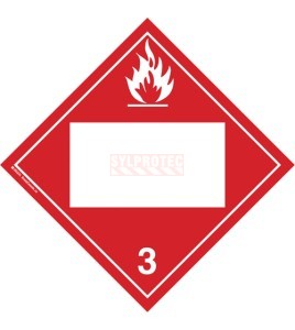 Class 3 TDG placard, blank UN box, 10-3/4 in X 10-3/4 in, cardboard, plastic or vinyl