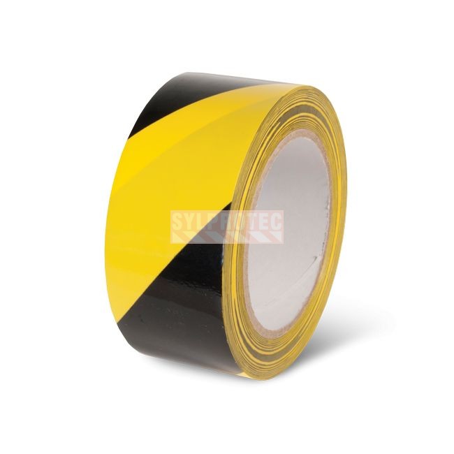 Laminated PVC hazard tape, yellow and black, 1 to 6 in X 54 or 108 ft