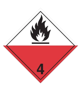 Matières sujettes à inflammation spontanée, classe 4.2, placard, 10 3/4 po x 10 3/4 po.