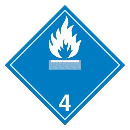 Dangerous when wet, class 4.3, placard 10-3/4 in X 10-3/4 in.