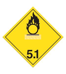 Oxidizers class 5.1, placard, 10-3/4 in X 10-3/4 in. Use in the transportation of hazardous materials.