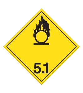 Oxydants classe 5.1, placard, 10-3/4 po X 10-3/4 po. Pour le transport des matières dangereuses.