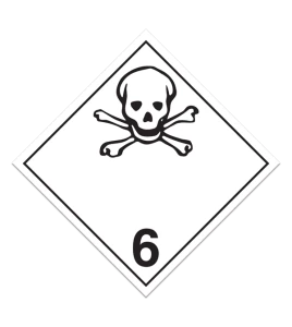 Matières toxiques, classe 6.1, placard, 10 3/4 po x 10 3/4 po., Pour le transport des matières dangereuses.