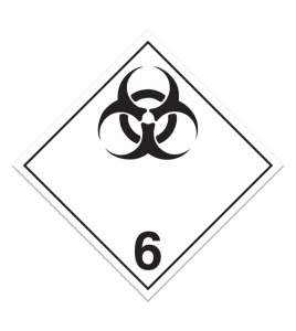 Matière infectieuse, placard classe 6.2, 10 3/4 po x 10 3/4 po. pour le transport des matières dangereuses.