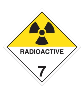 Matières radioactives, classe 7, placard, 10 3/4 po x 10 3/4 po., Pour le transport des matières dangereuses.