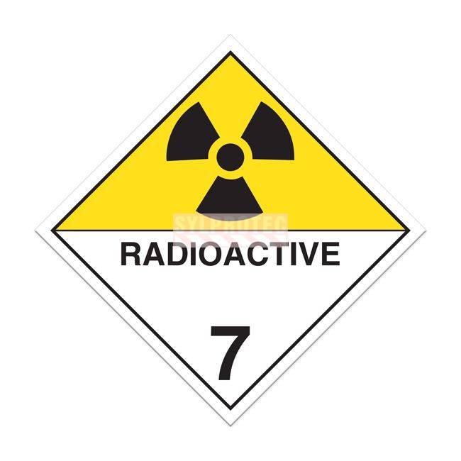 Matières radioactives, classe 7, placard, 10 3/4 po x 10 3/4 po., Pour le transport des matières dangereuses.