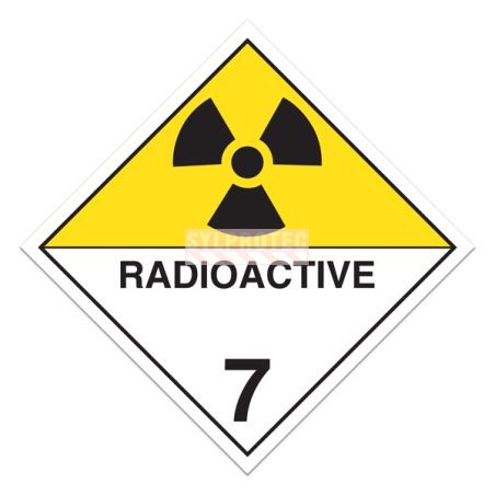 Matières radioactives, classe 7, placard, 10 3/4 po x 10 3/4 po., Pour le transport des matières dangereuses.