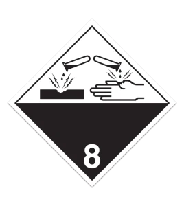 Corrosif placard classe 8, 10-3/4 in., For the transport of hazardous materials.