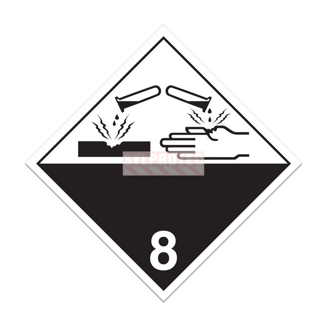 Corrosif placard classe 8, 10-3/4 in., For the transport of hazardous materials.