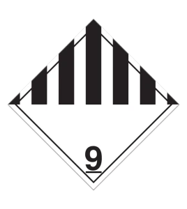Matières dangereuses diverses, classe 9, placard, 10 3/4 po x 10 3/4 po., Pour le transport des matières dangereuses.